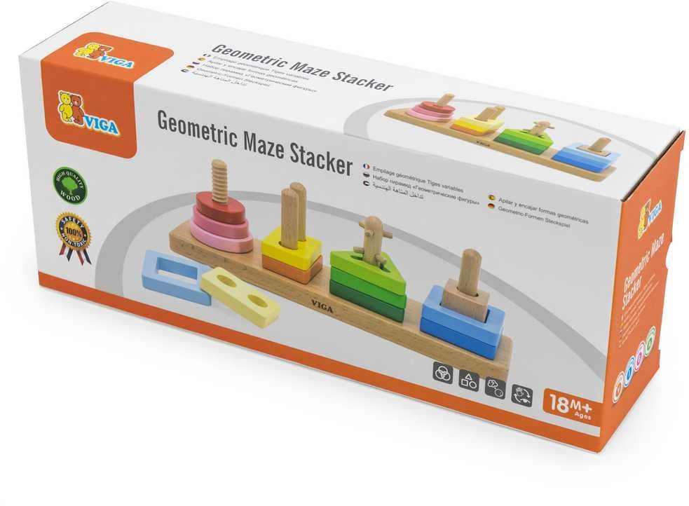 Viga Toys Viga Medinė Geometrinė Šalims Sorter Labirintas