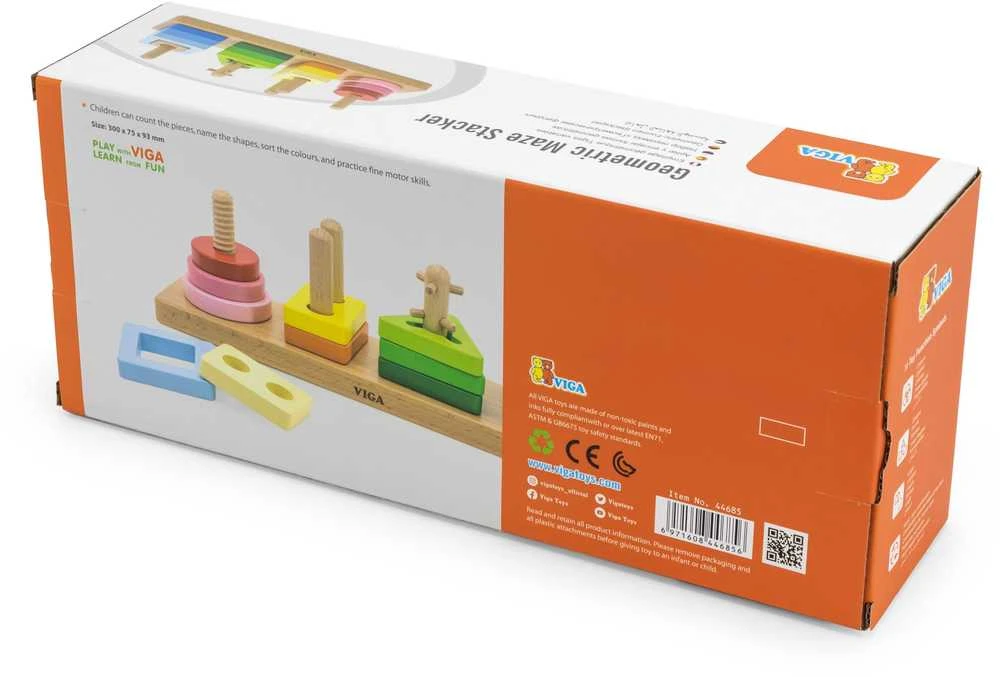 Viga Toys Viga Medinė Geometrinė Šalims Sorter Labirintas