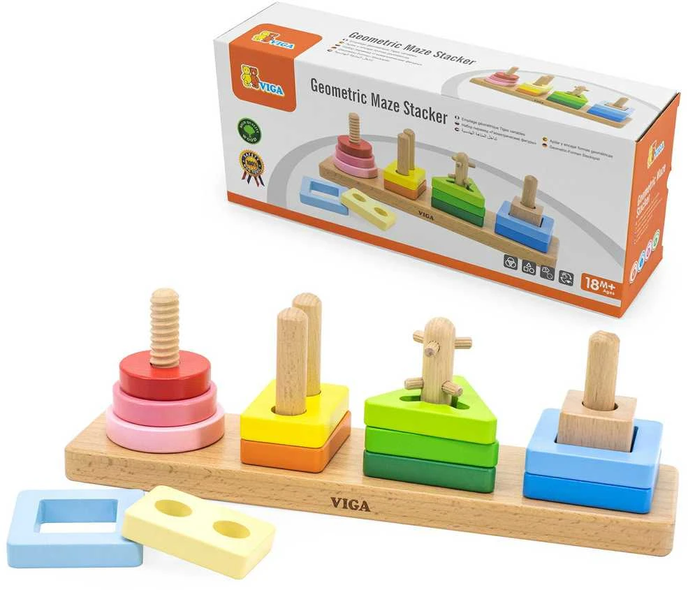 Viga Toys Viga Medinė Geometrinė Šalims Sorter Labirintas