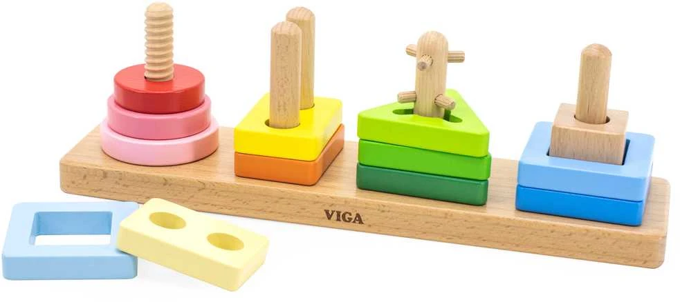Viga Toys Viga Medinė Geometrinė Šalims Sorter Labirintas