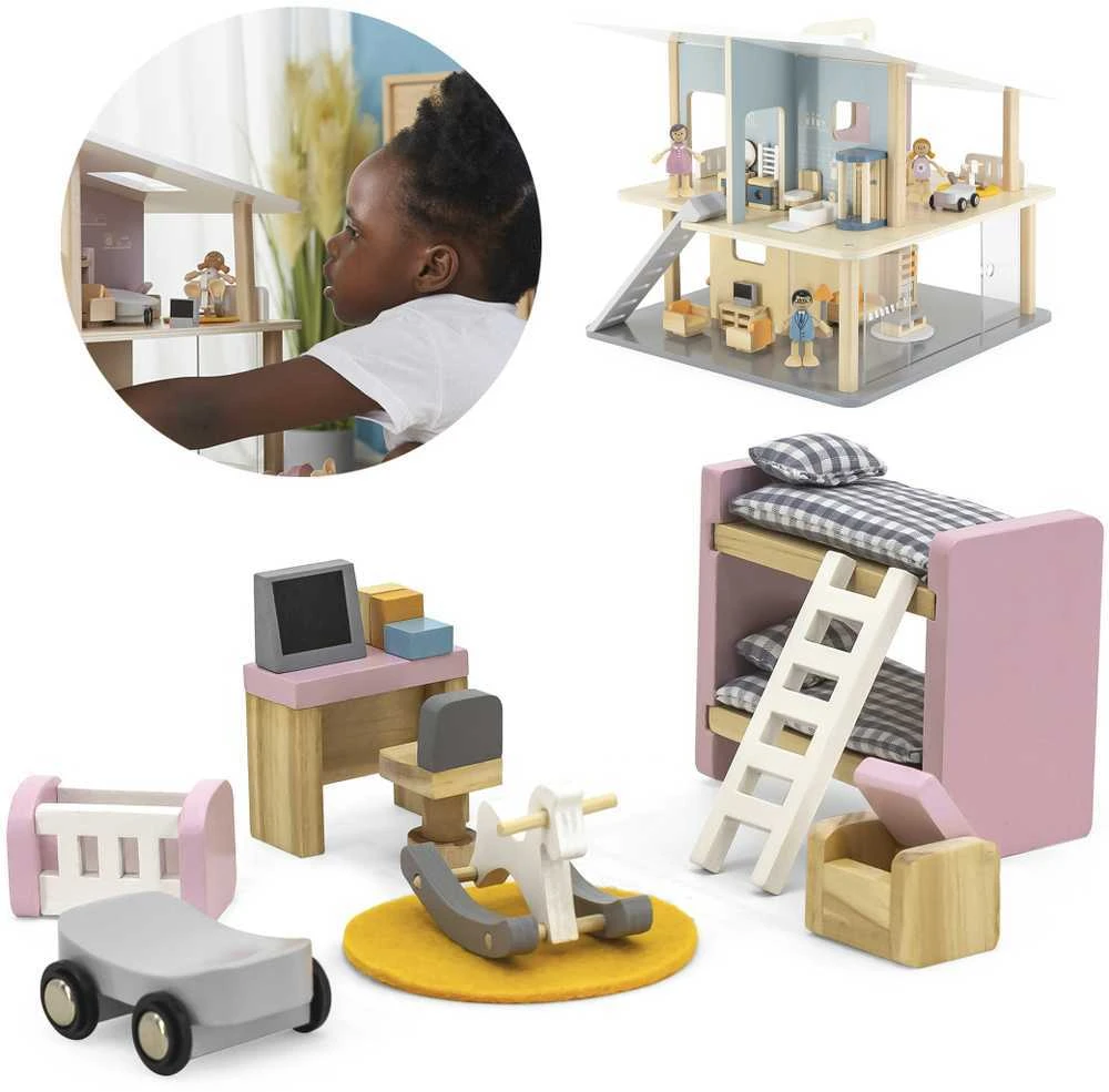 Viga Toys „Viga Polarb“ baldų rinkinys lėlių namams vaikams