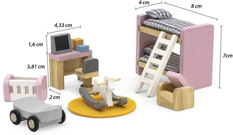 Viga Toys „Viga Polarb“ baldų rinkinys lėlių namams vaikams