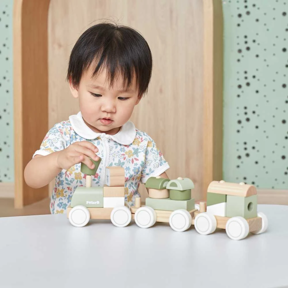 Viga Toys „Viga Polarb“ žaliojo traukinio traukinys su vagonų blokais