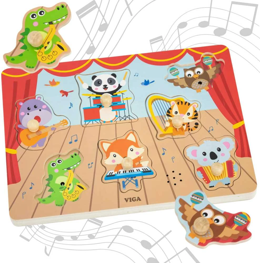Viga Toys VIGA Dėlionė su garso efektu Muzikuojantys gyvūnai
