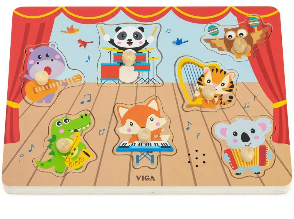 Viga Toys VIGA Dėlionė su garso efektu Muzikuojantys gyvūnai