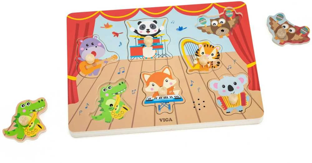 Viga Toys VIGA Dėlionė su garso efektu Muzikuojantys gyvūnai