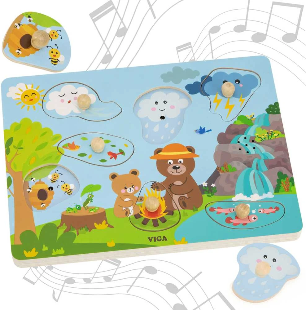 Viga Toys VIGA Edukacinis Įspūdingas Dėlionė Garsai - Atraskime Gamta