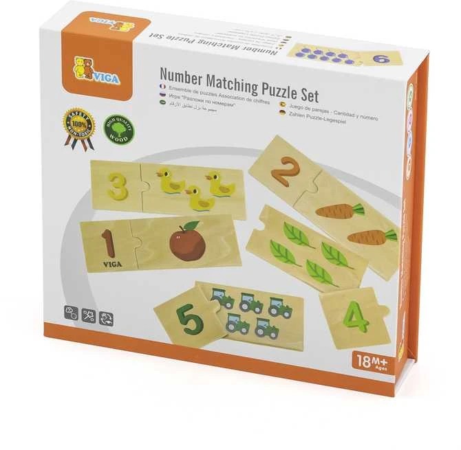 Dėlionė Viga Toys VIGA Wooden Puzzle Set Match Numbers Montessori Puzzle