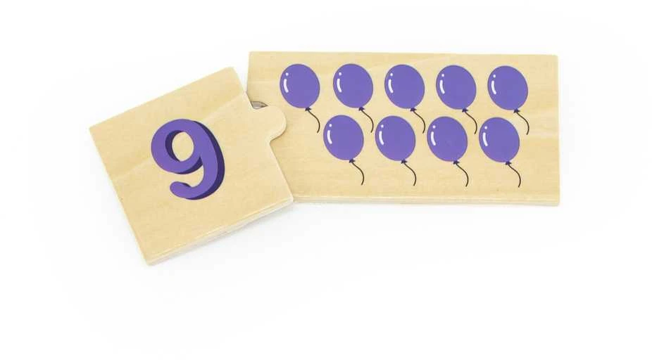 Dėlionė VIGA Medinių dėlionių rinkinys Skaičių atitikimas Montessori