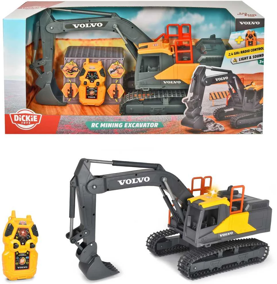 „Dickie Construction Volvo RC“ kasybos ekskavatorius nuotoliniu būdu kontroliuojamas 60 cm