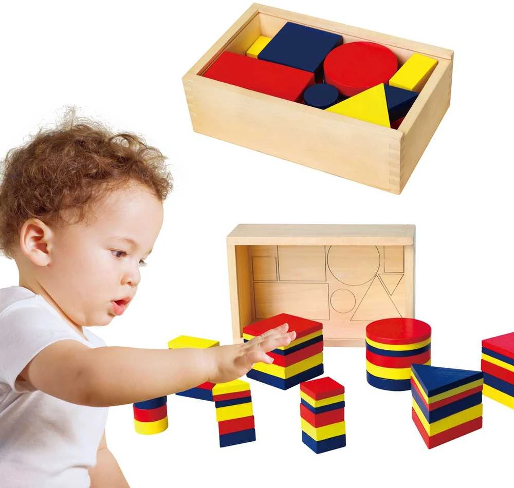 Dienes mediniai blokai Geometrinės figūros Viga žaislai Montessori