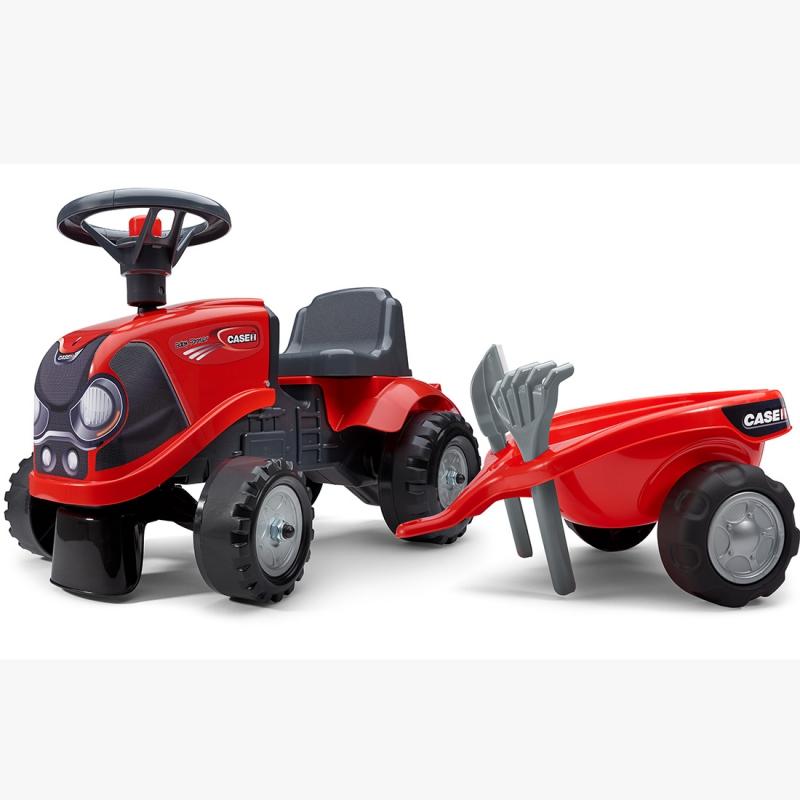 FALK Traktorius Baby CASE IH su Priekaba Raudonas