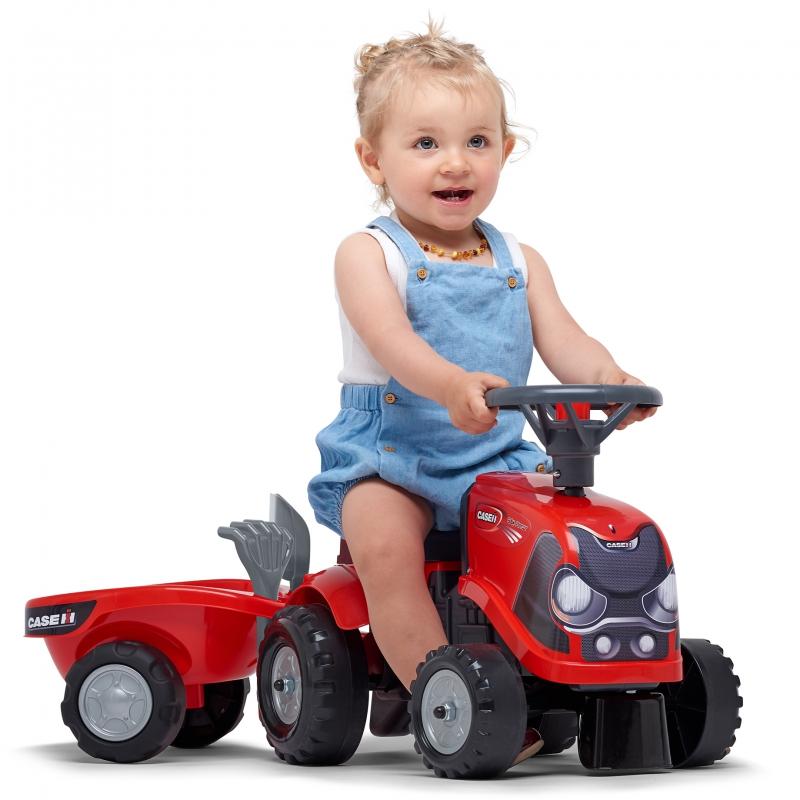 FALK Traktorius Baby CASE IH su Priekaba Raudonas