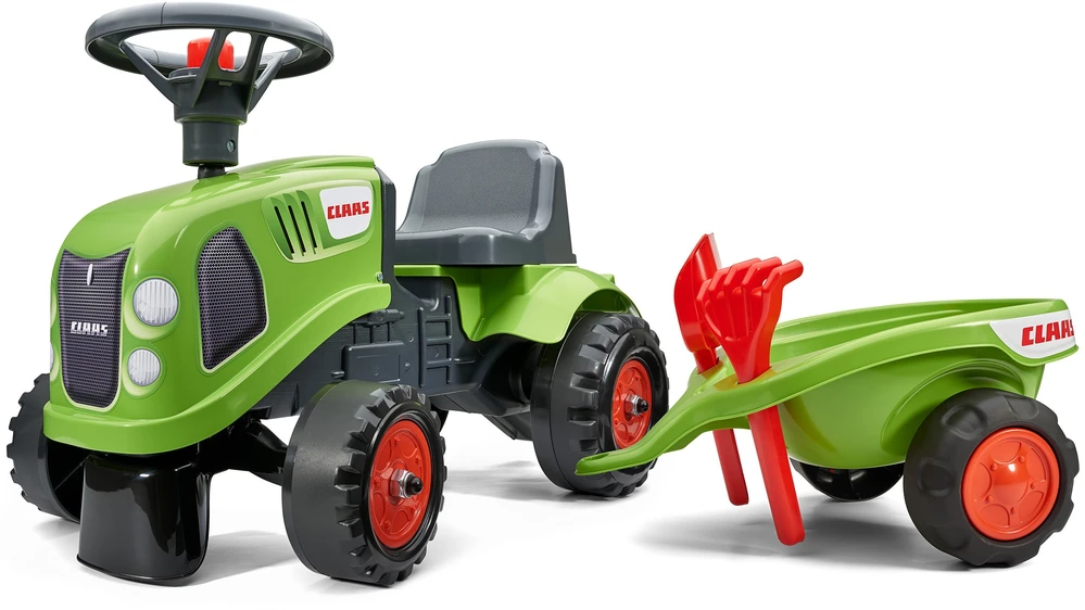 Vaikiškas traktorius Falk Baby Claas, su priekaba, žalias