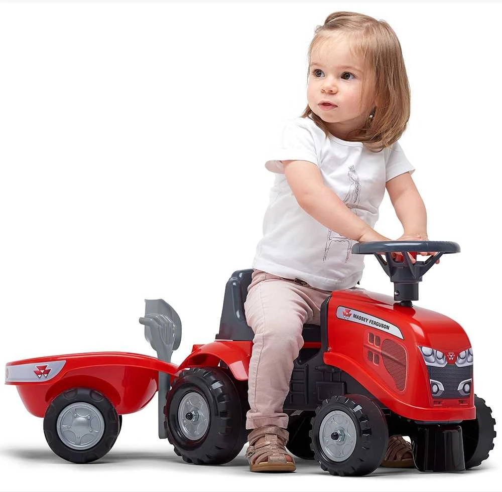 Nsh Nordic FALK Traktorius Vaikams Massey Ferguson Raudonas su Priekaba