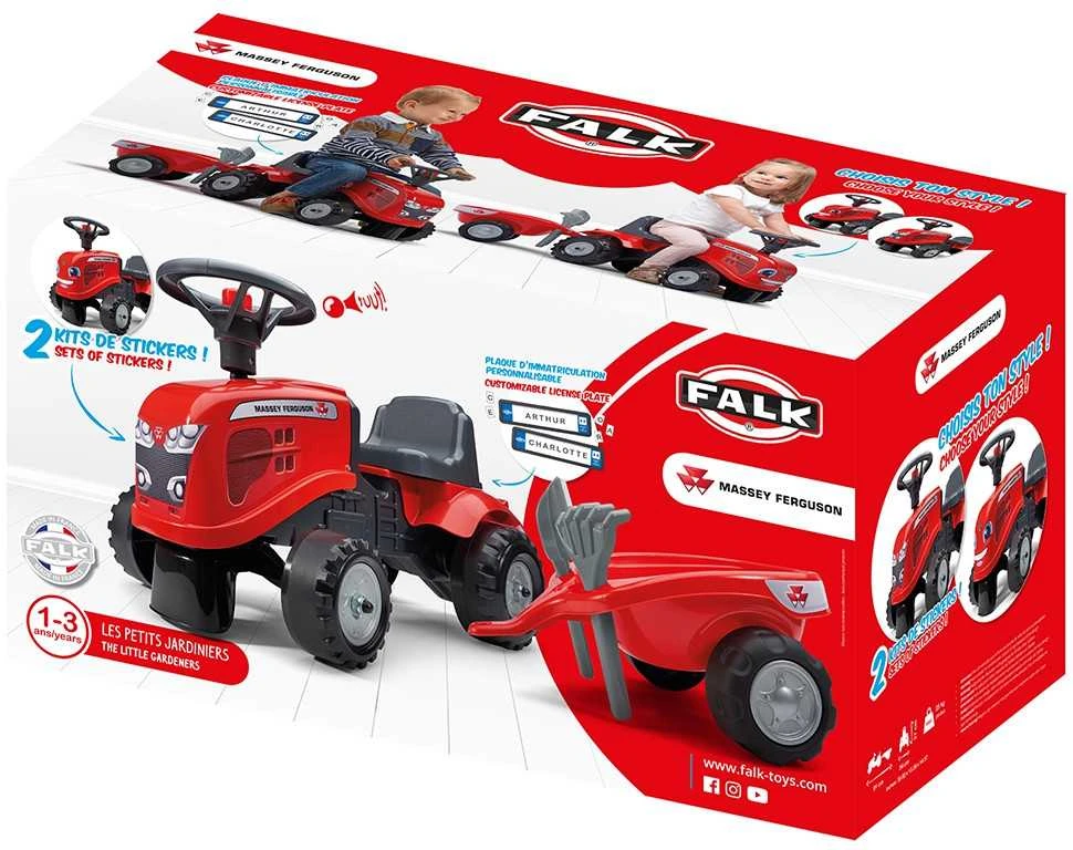Nsh Nordic FALK Traktorius Vaikams Massey Ferguson Raudonas su Priekaba