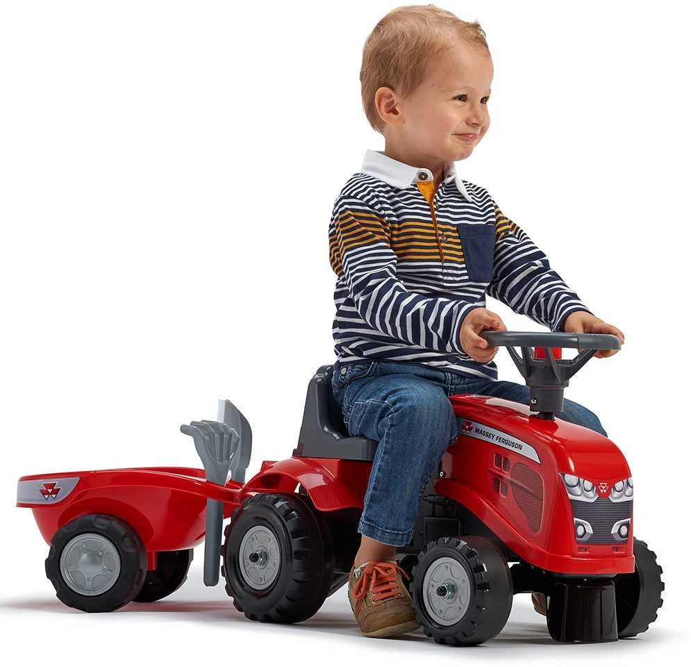 Nsh Nordic FALK Traktorius Vaikams Massey Ferguson Raudonas su Priekaba