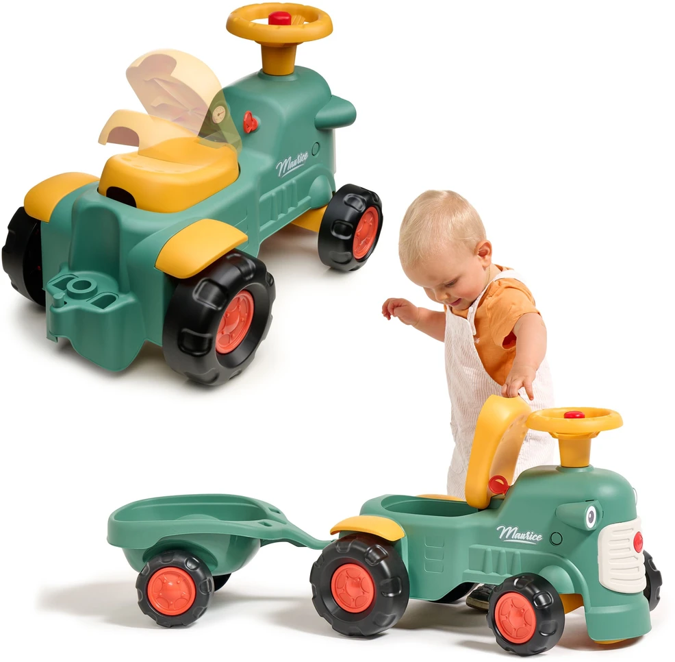 Nsh Nordic „Falk Baby Maurice Žalias Vintage“ traktorius su priekaba nuo 1 metų