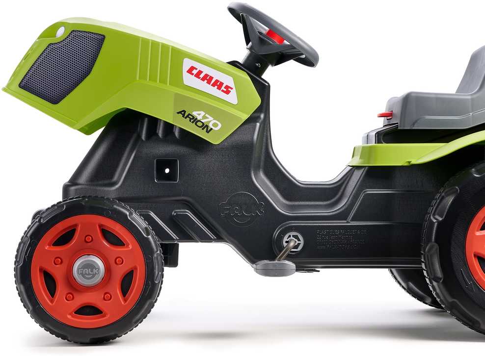 FALK Claas Arion 470 pedalų traktorius su priekaba ir atidaromu variklio dangčiu, 2-6 metų vaikams