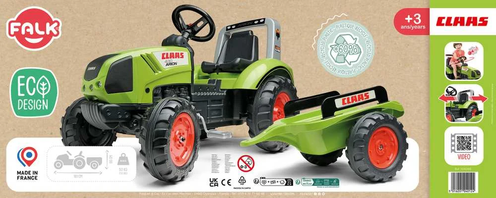 Vaikiškas pedalinis traktorius Falk Claas 1040AB, su priekaba, žalias