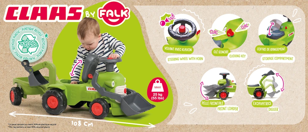 FALK Claas traktorius su priekaba