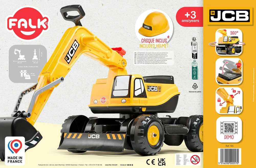 FALK Koparka JCB Modelis Su Rotuojančia Žarna Geltona
