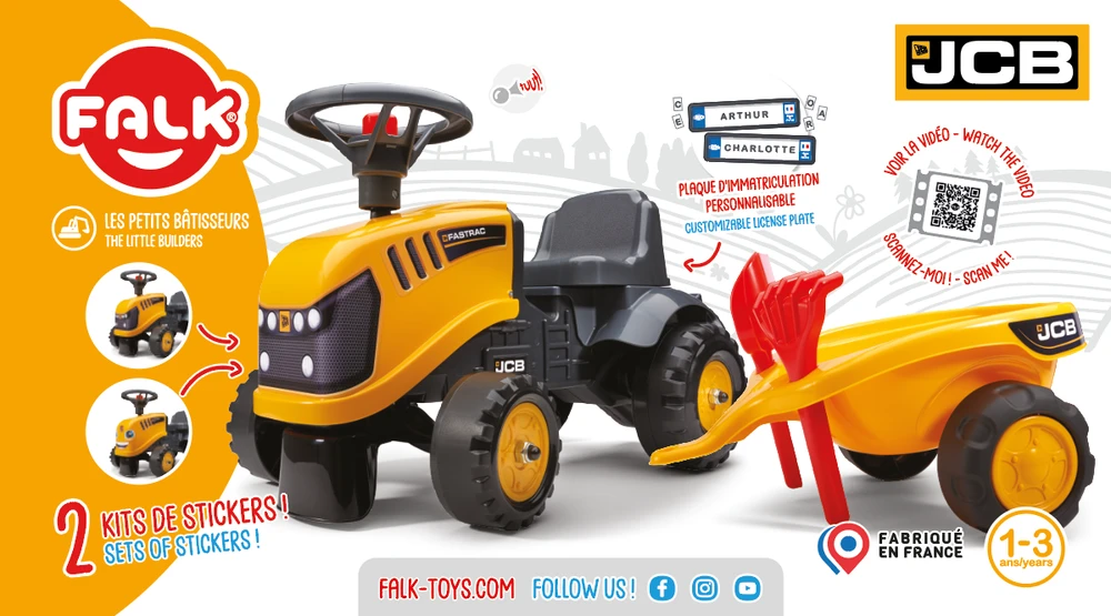 Falk Traktorius JCB Su Priekaba Oranžinis