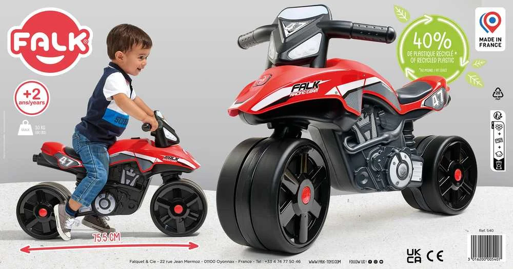 Dėlionė FALK Vaikiškas motociklas Raudonasis Racing Team Sėdimoji su plačiomis padangomis nuo 1 metų