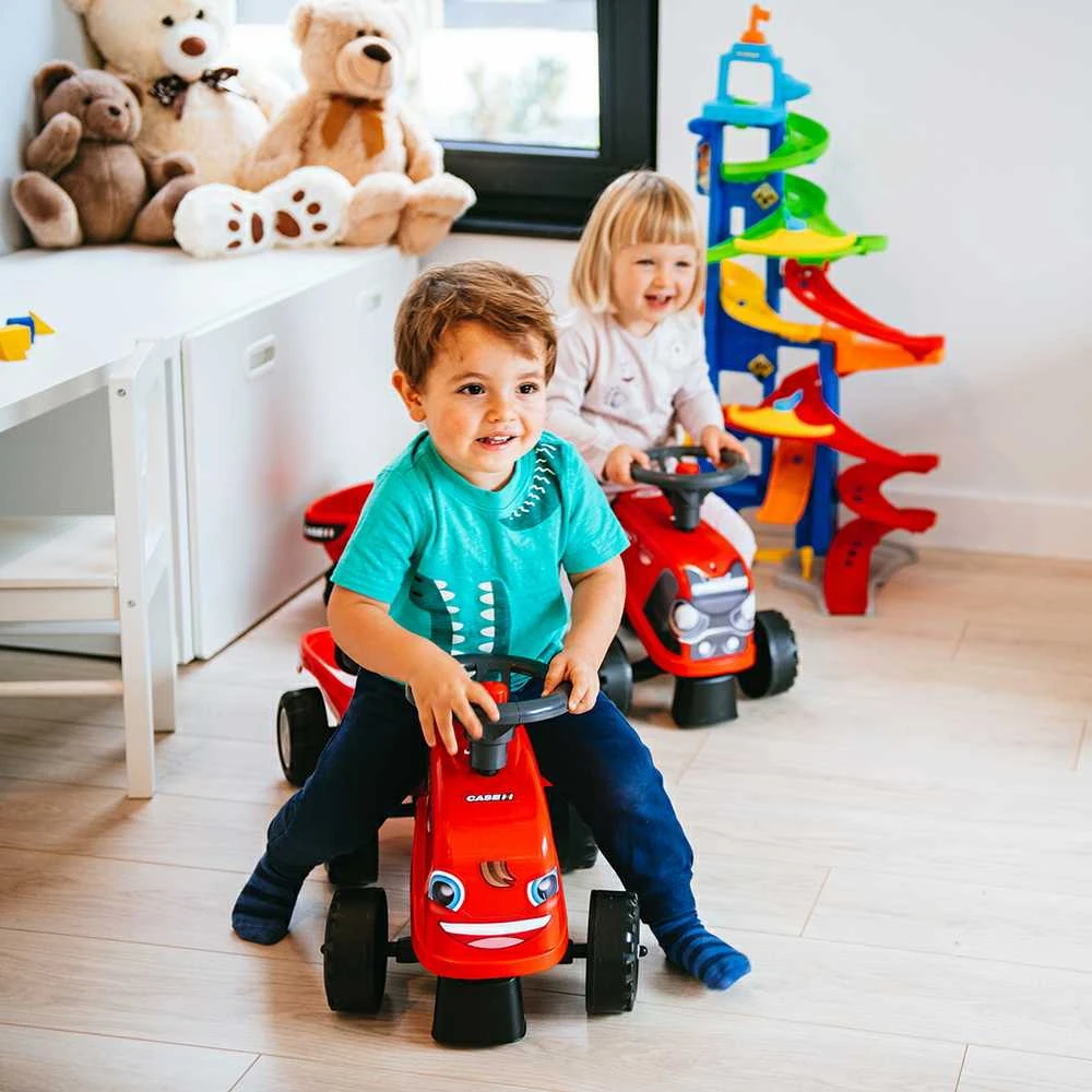 FALK Baby Case IH Ride-On Raudona with Trailer + Accessories for ages 12 months and up