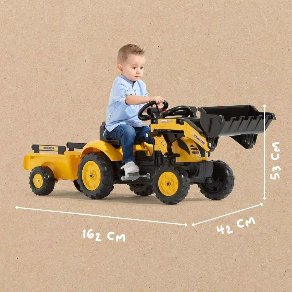 Minamas traktorius ekskavatorius su priekaba ir kaušu FALK Komatsu