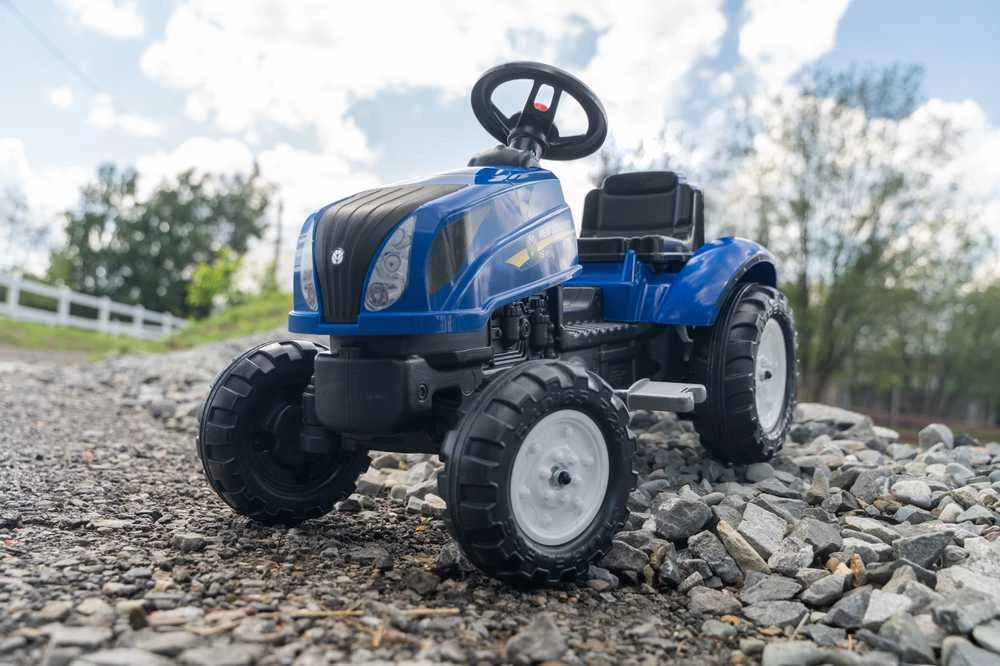 FALK „New Holland“ pedalinis traktorius su priekaba ir atidaromu variklio dangčiu, 2-5 metų vaikams