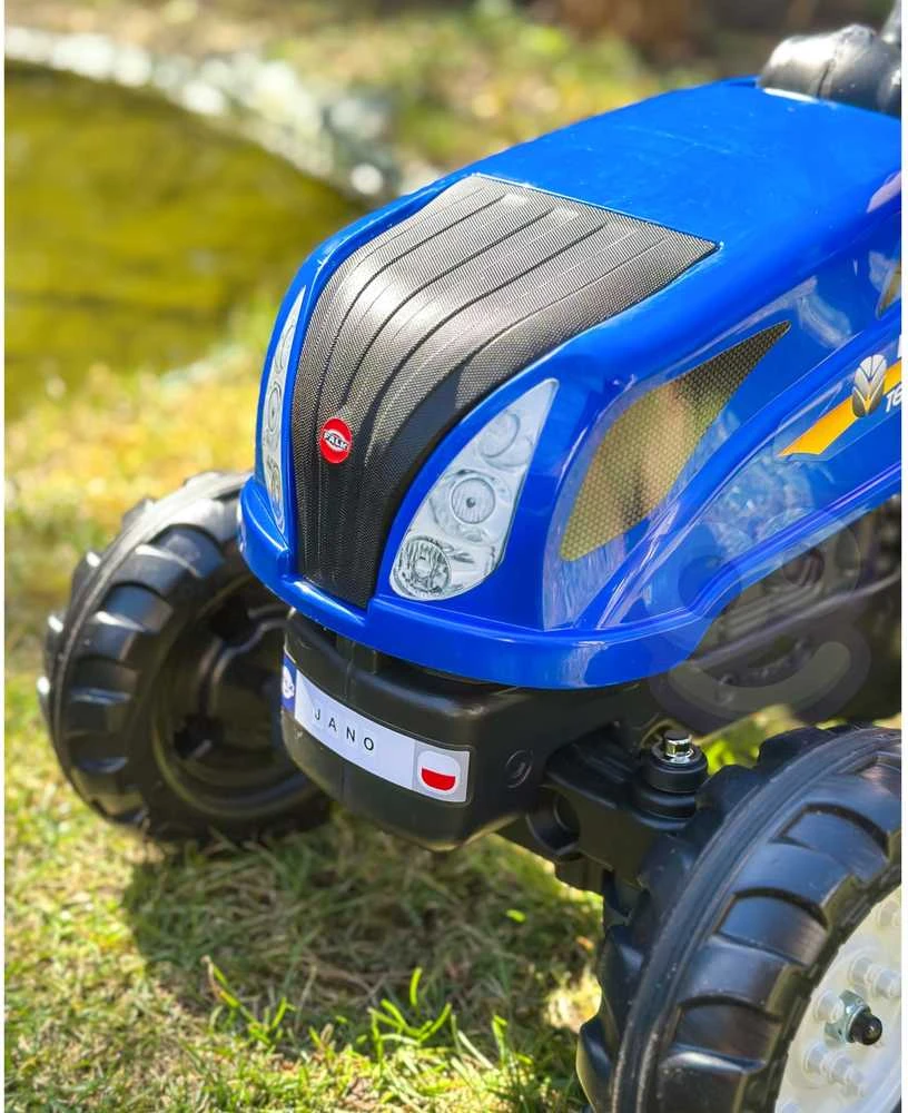 FALK „New Holland“ pedalinis traktorius su priekaba ir atidaromu variklio dangčiu, 2-5 metų vaikams