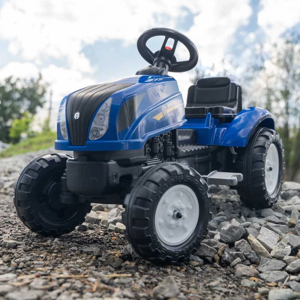 FALK „New Holland“ pedalinis traktorius su priekaba ir atidaromu variklio dangčiu, 2-5 metų vaikams