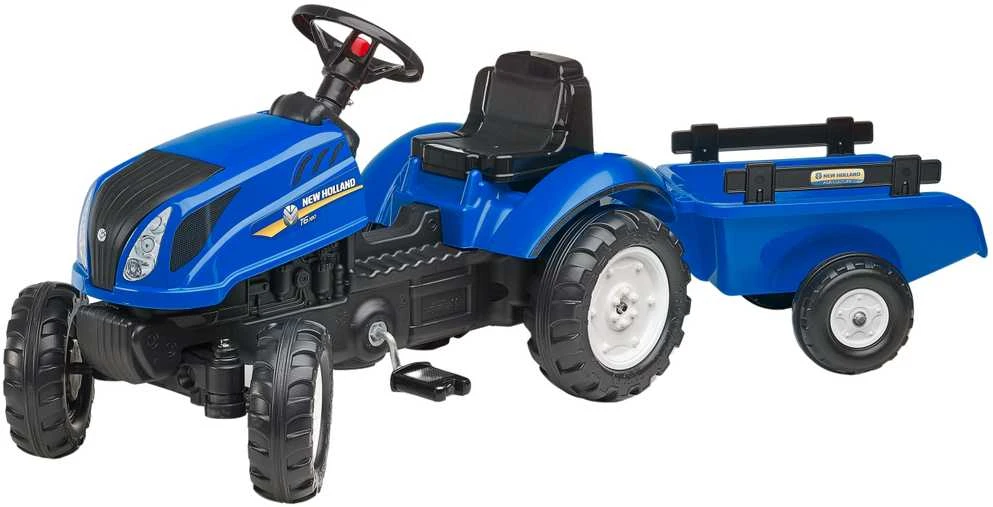 FALK „New Holland“ pedalinis traktorius su priekaba ir atidaromu variklio dangčiu, 2-5 metų vaikams