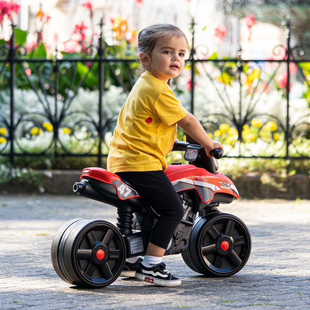 Dėlionė FALK Vaikiškas motociklas Raudonasis Racing Team Sėdimoji su plačiomis padangomis nuo 1 metų