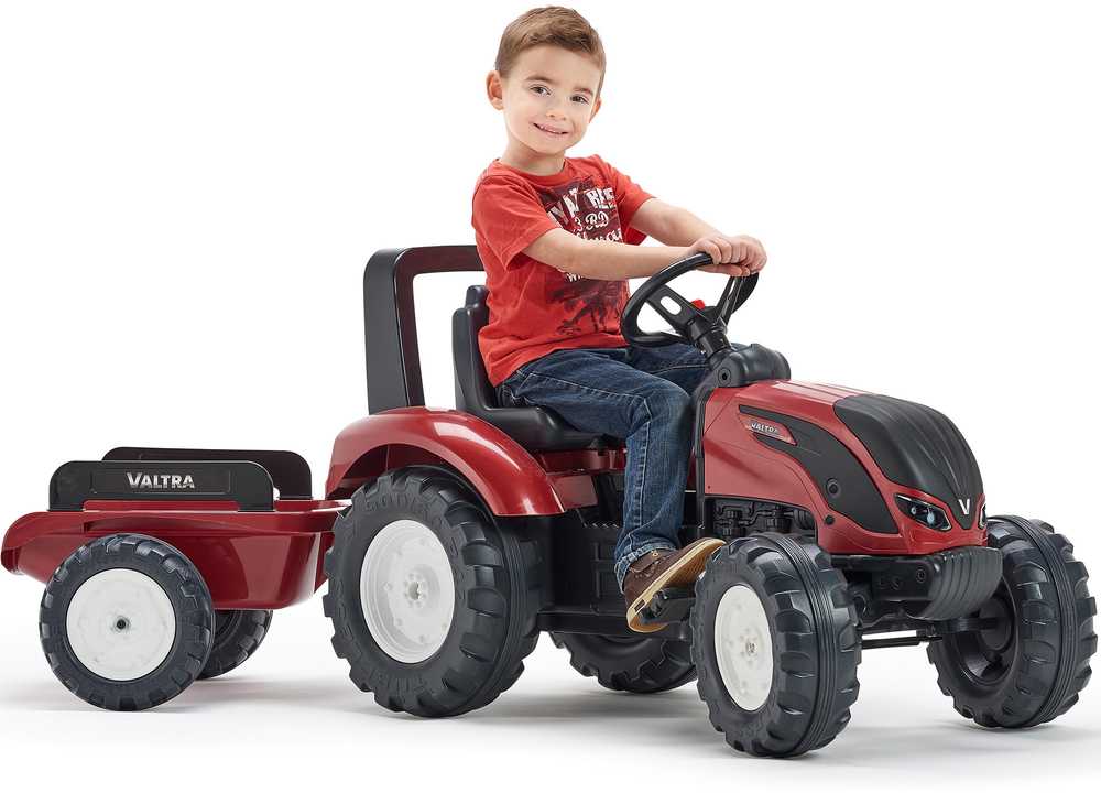 FALK Valtra S4 Burgundy pedalinis traktorius su priekaba 3-7 metų vaikams