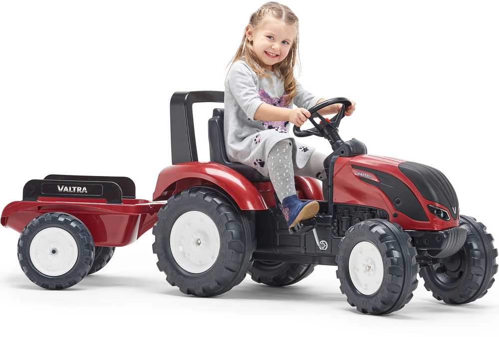 FALK Valtra S4 Burgundy pedalinis traktorius su priekaba 3-7 metų vaikams
