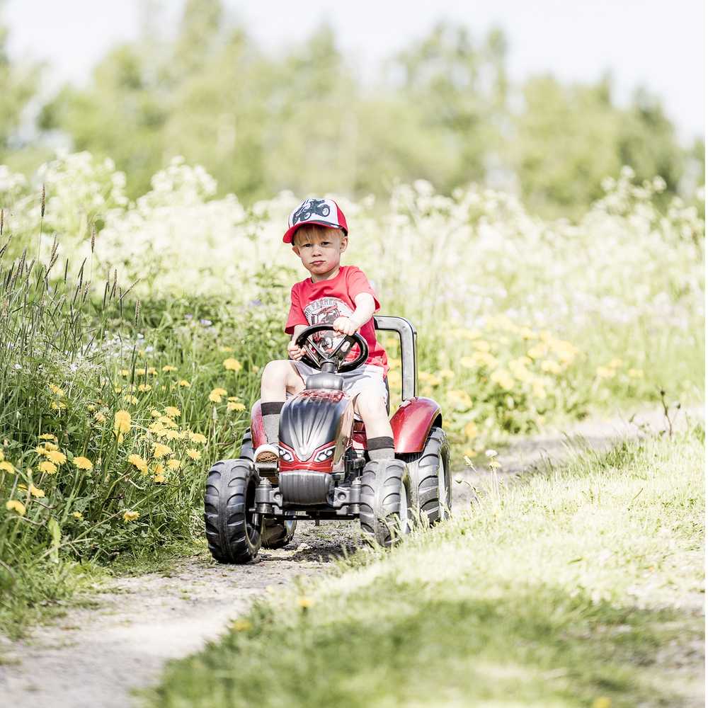 FALK Valtra S4 Burgundy pedalinis traktorius su priekaba 3-7 metų vaikams