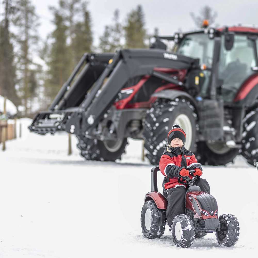 FALK Valtra S4 Burgundy pedalinis traktorius su priekaba 3-7 metų vaikams