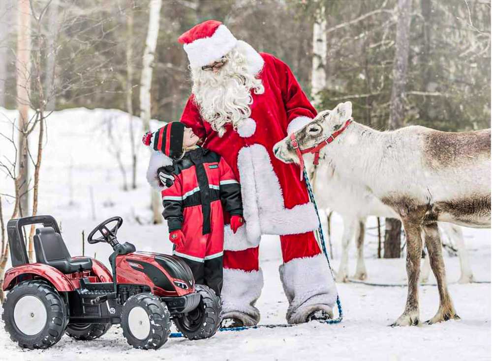 FALK Valtra S4 Burgundy pedalinis traktorius su priekaba 3-7 metų vaikams