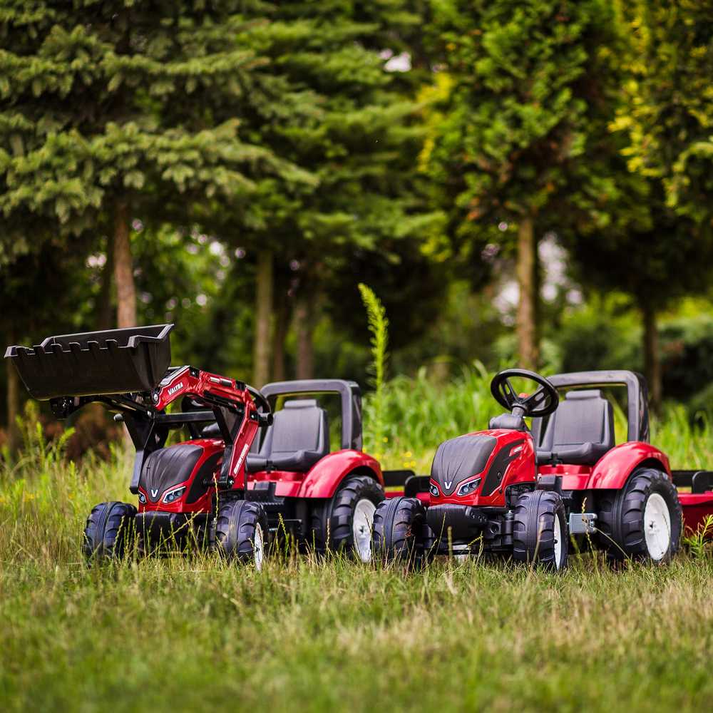 FALK Valtra S4 Burgundy pedalinis traktorius su priekaba 3-7 metų vaikams
