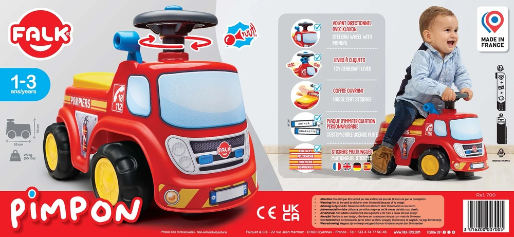 „Falk“ vairavimo gaisrų gesinimo automobilis su ragu 1 metus