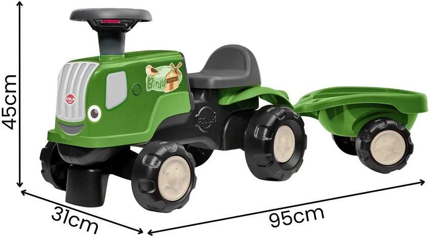 Falk Vaikiškas Traktorius su Priekaba Birdy Farm Žalias 1-3 metų