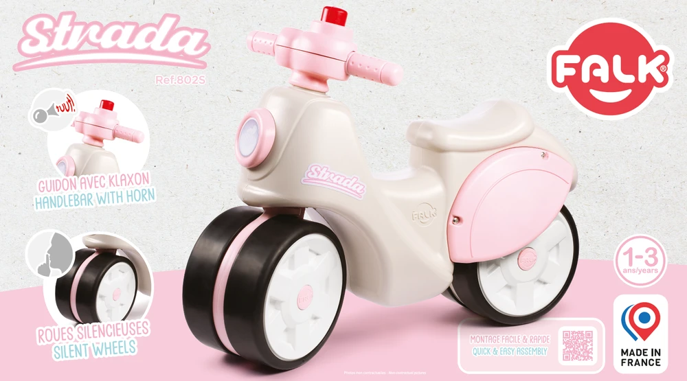 „Falk Scooter Strada Retro Ride“ mergaitei ramioms padangoms nuo vienerių metų