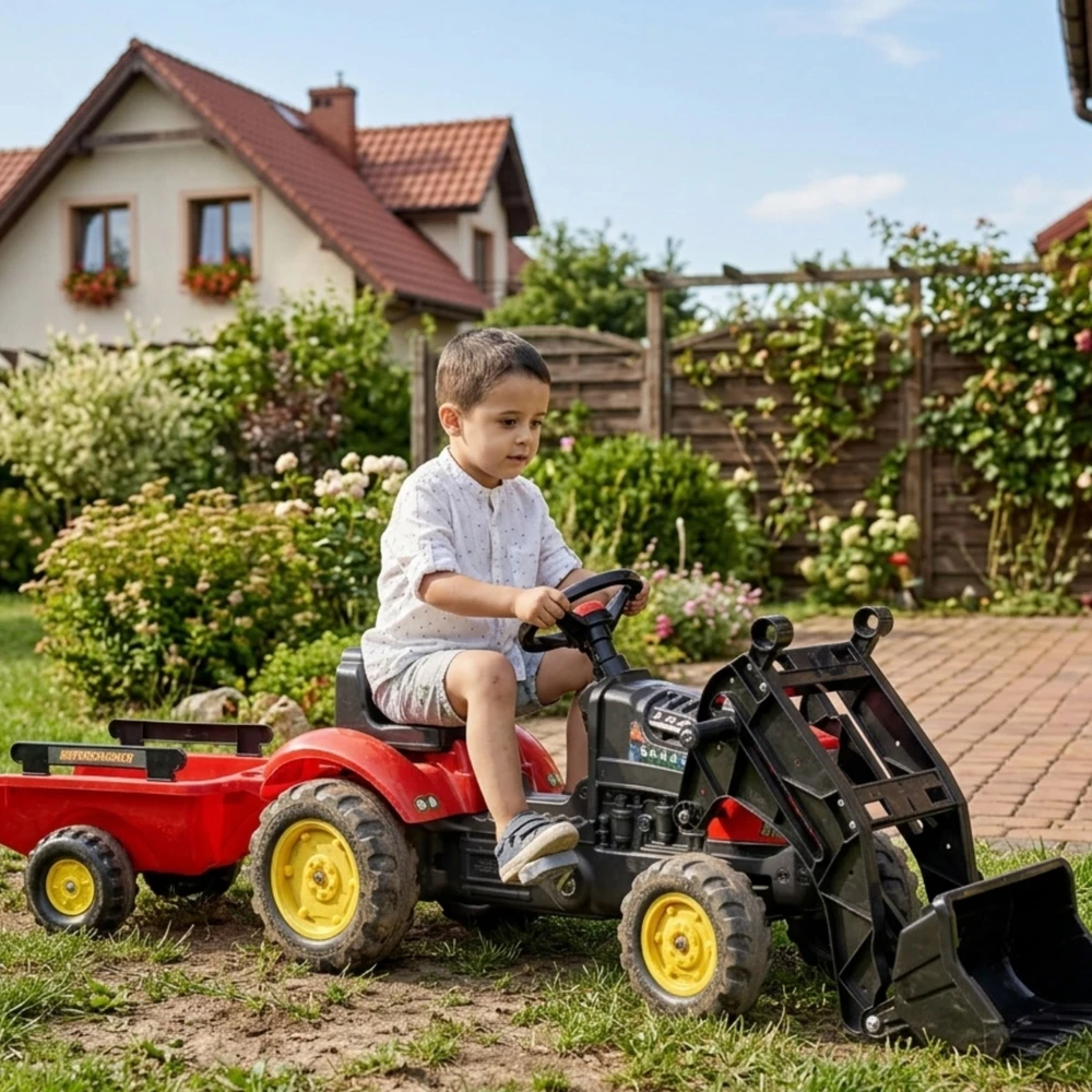 Vaikiškas pedalinis traktorius FALK Supercharger su priekaba ir kaušu