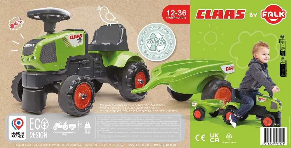 FALK traktoriukas su priekaba Baby Claas Axos 310 žalias