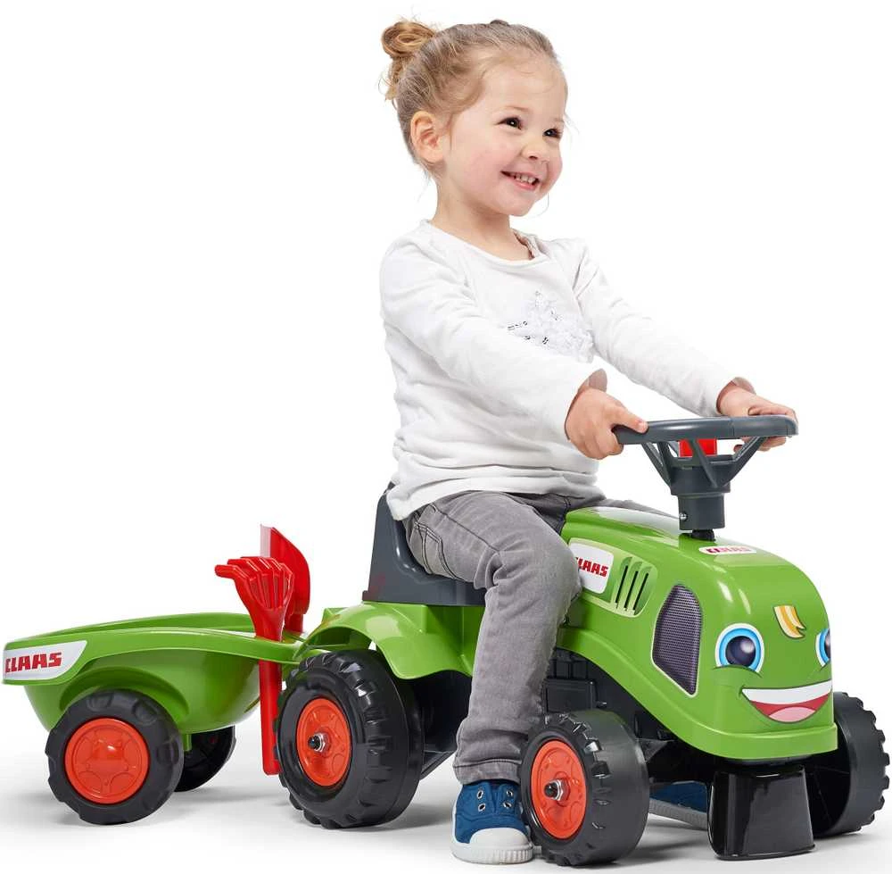Vaikiškas traktorius Falk Baby Claas, su priekaba, žalias