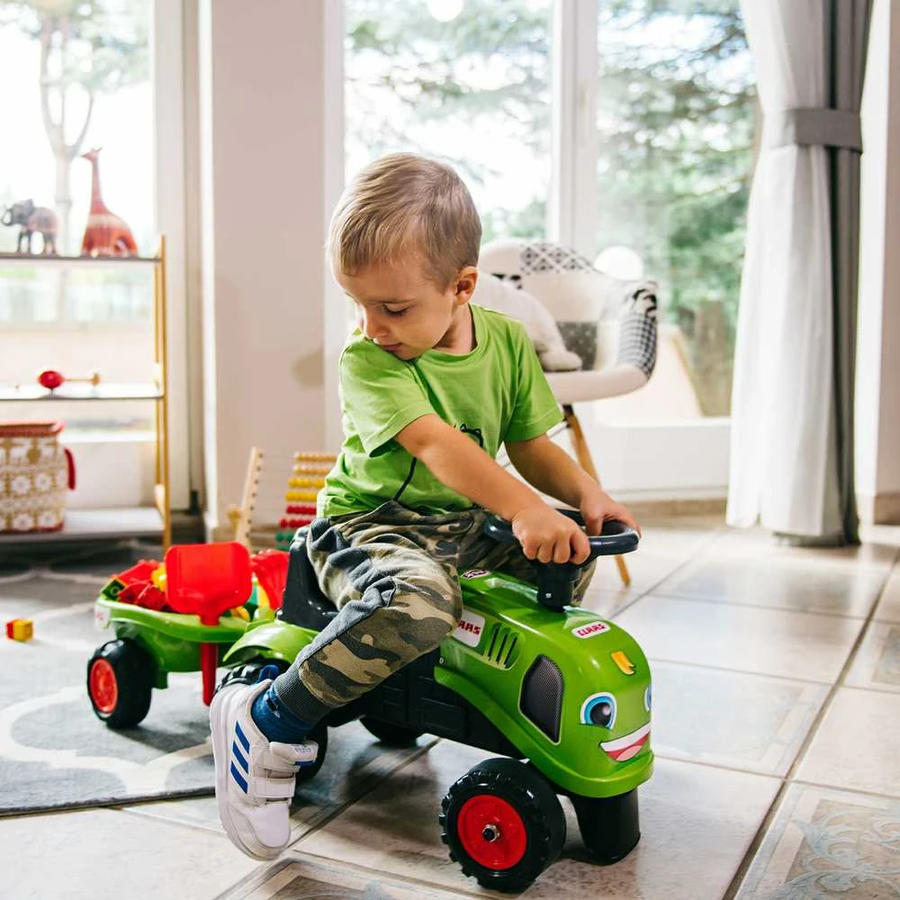 Vaikiškas traktorius Falk Baby Claas, su priekaba, žalias