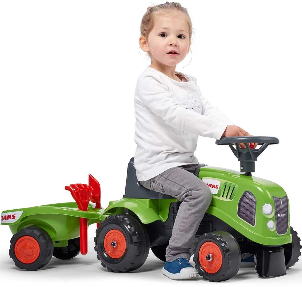 Vaikiškas traktorius Falk Baby Claas, su priekaba, žalias