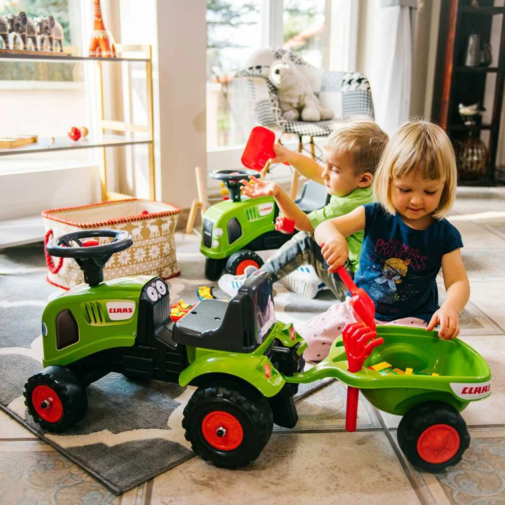 Vaikiškas traktorius Falk Baby Claas, su priekaba, žalias